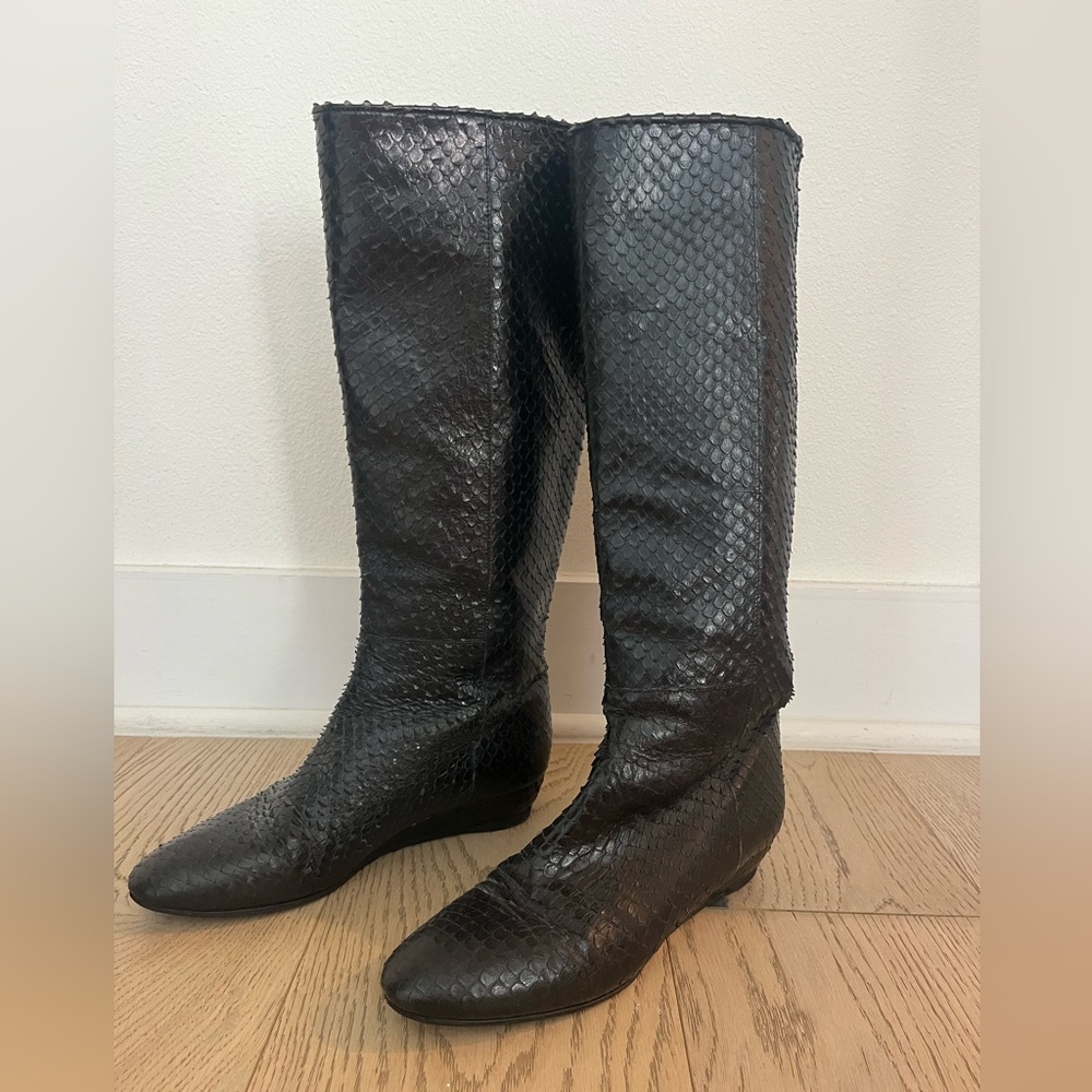 Vintage Black Snakeskin Boots